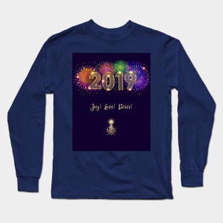 2019 Happy Winter Holiday Fireworks Long Sleeve T-Shirt